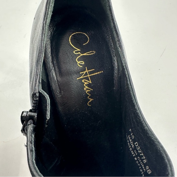 *Cole Haan Leather Booties Black Stiletto Heel Womens 8 with Dustbag - Picture 4 of 14